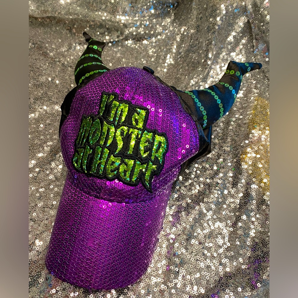 I’m a monster at heart purple, green and black hat
